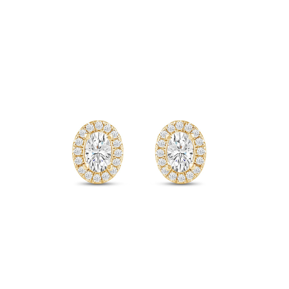 Oval Diamond Halo Earrings with 14KT Yellow Gold / Lab / 1 1/4 Cut Diamond in 14KT Yellow Gold / Lab / 1 1/4 view 4
