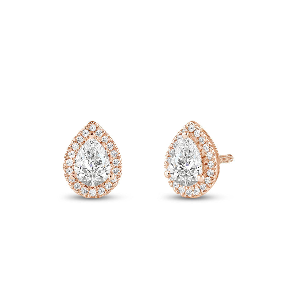 Pear Diamond Halo Earrings with 14KT Rose Gold / Lab / 2 1/3 Cut Diamond in 14KT Rose Gold / Lab / 2 1/3 view 1
