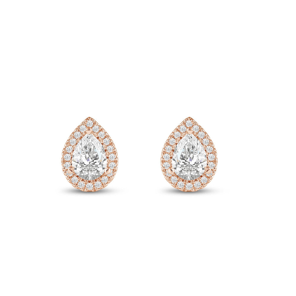 Pear Diamond Halo Earrings with 14KT Rose Gold / Lab / 2 1/3 Cut Diamond in 14KT Rose Gold / Lab / 2 1/3 view 4
