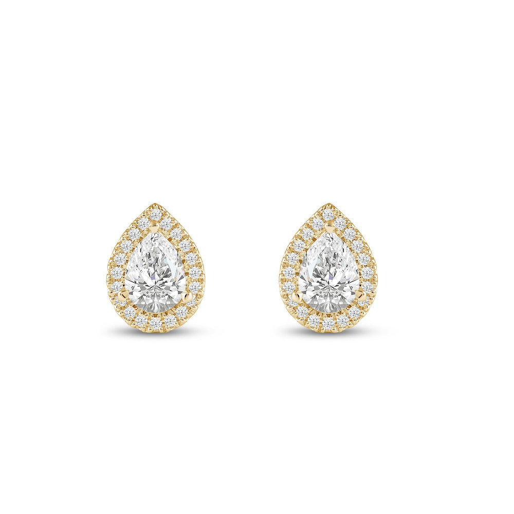 Pear Diamond Halo Earrings with 14KT Yellow Gold / Lab / 2 1/3 Cut Diamond in 14KT Yellow Gold / Lab / 2 1/3 view 4
