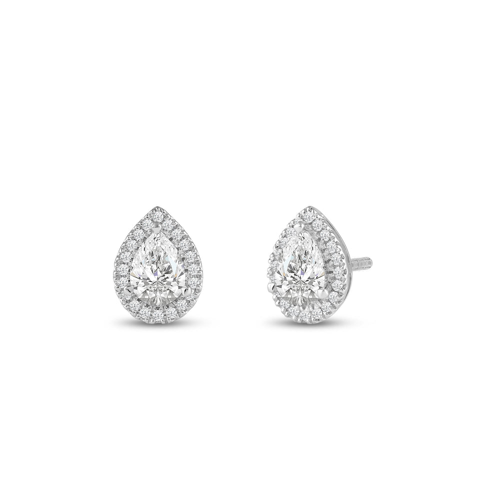 Pear Diamond Halo Earrings with 14KT White Gold / Lab / 1 1/4 Cut Diamond in 14KT White Gold / Lab / 1 1/4 view 1
