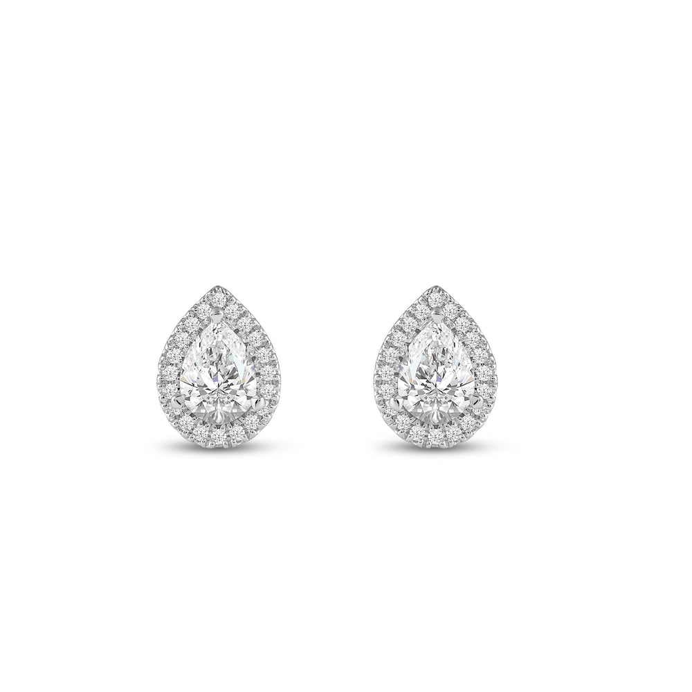 Pear Diamond Halo Earrings with 14KT White Gold / Lab / 1 1/4 Cut Diamond in 14KT White Gold / Lab / 1 1/4 view 4
