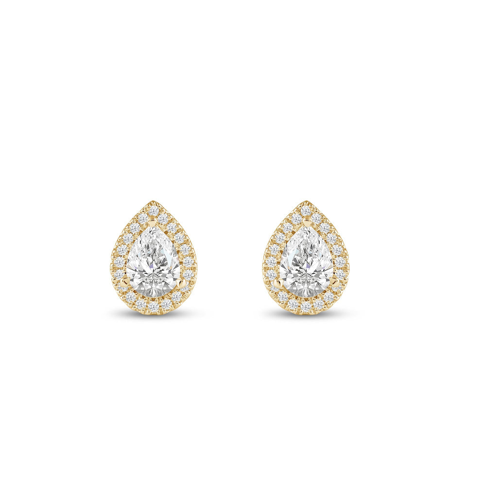 Pear Diamond Halo Earrings with 14KT Yellow Gold / Lab / 1 1/4 Cut Diamond in 14KT Yellow Gold / Lab / 1 1/4 view 4
