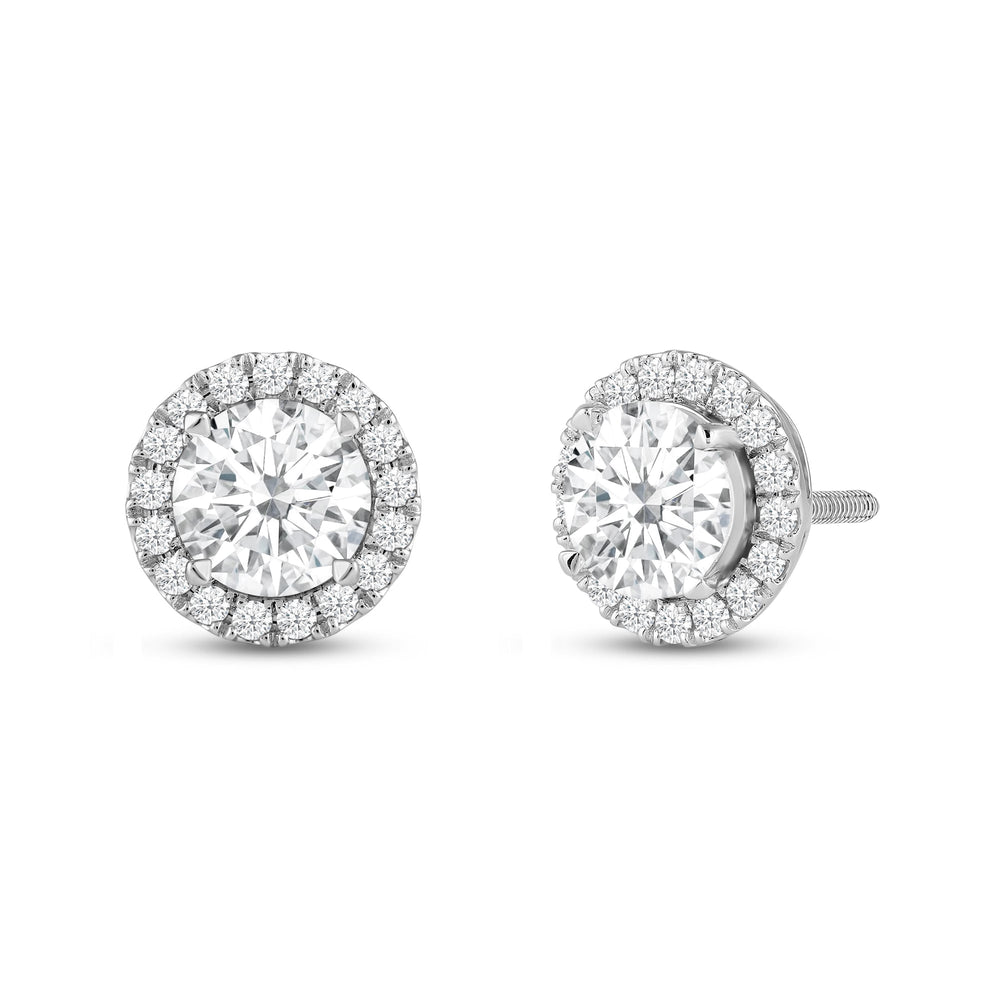 Round Diamond Halo Earrings with 14KT White Gold / Lab / 4 5/8 Cut Diamond in 14KT White Gold / Lab / 4 5/8 view 1
