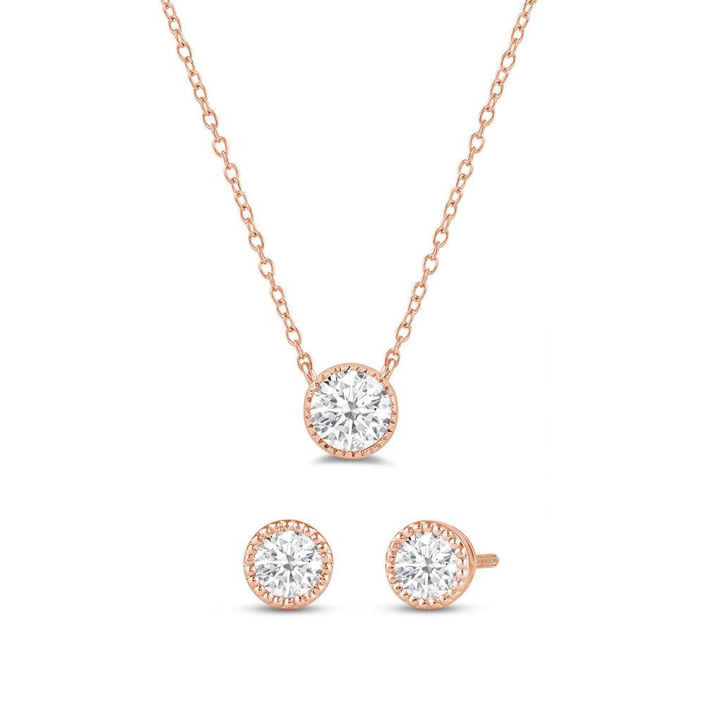 The Radiant Set with 14KT Rose Gold / Lab / 1 Cut Diamond in 14KT Rose Gold / Lab / 1 view 1
