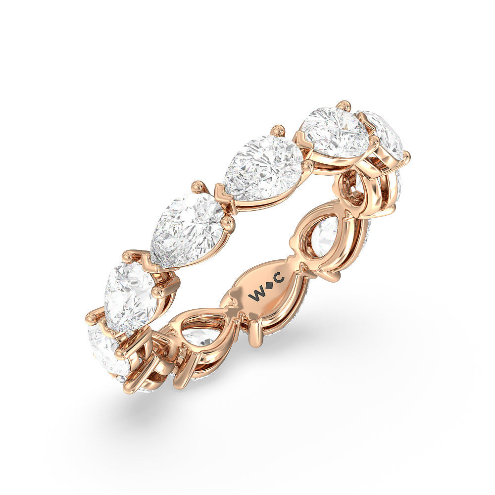 Trailing Pear Eternity Ring with 18KT Rose Gold / Natural / 4 1/8 Cut Diamond in 14KT Rose Gold / Natural / 4 1/8 view 2
