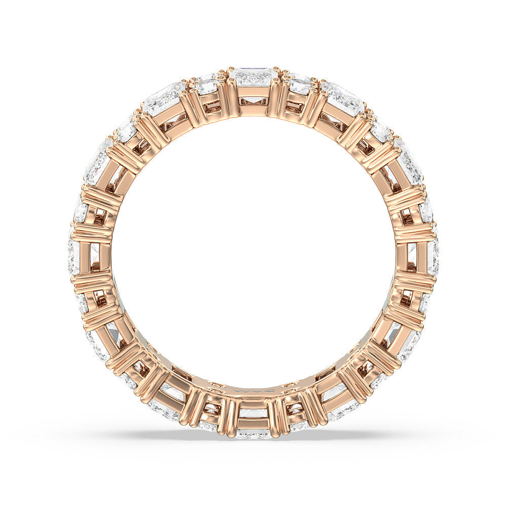 Emeralds & Rounds Station Eternity Ring with 18KT Rose Gold / Natural / 3 7/8 Cut Diamond in 14KT Rose Gold / Natural / 3 7/8 view 2
