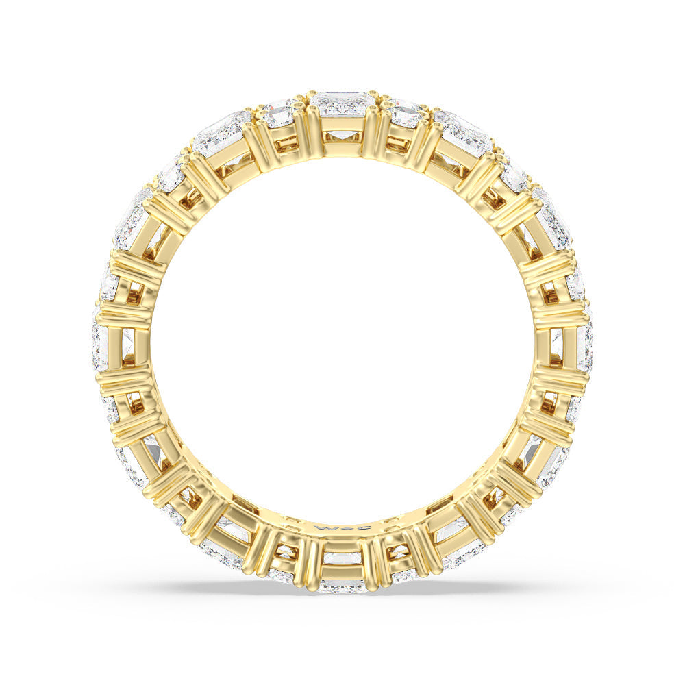 Emeralds & Rounds Station Eternity Ring with 18KT Yellow Gold / Natural / 3 7/8 Cut Diamond in 14KT Yellow Gold / Natural / 3 7/8 view 2
