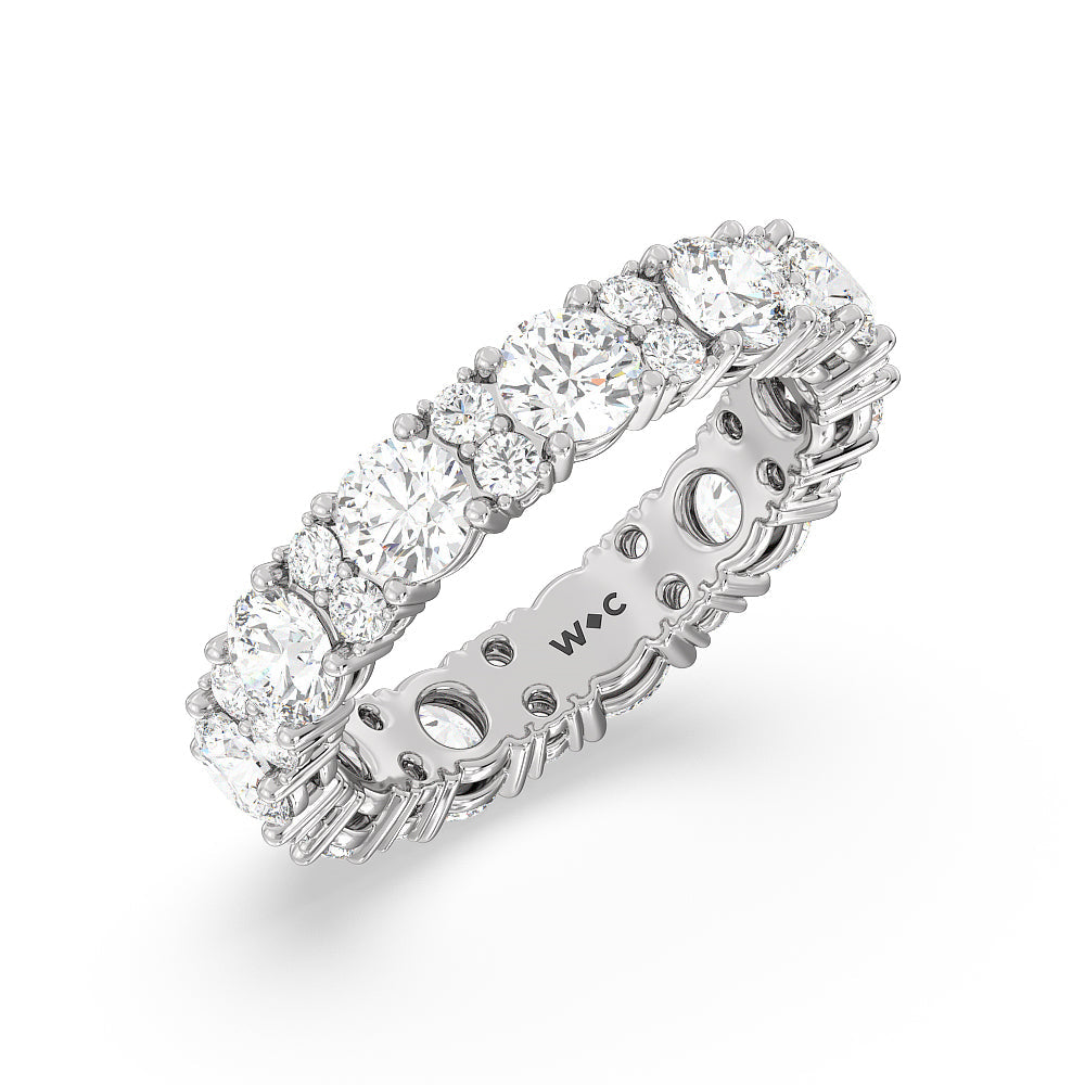 Round Station Eternity Ring 4 cttw with Platinum / Natural / 4 5/8 Cut Diamond in 14KT Platinum / Natural / 4 5/8 view 2
