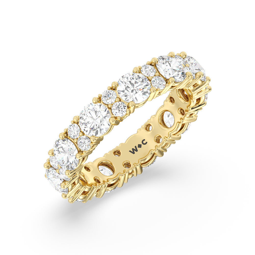 Round Station Eternity Ring 4 cttw with 18KT Yellow Gold / Natural / 4 5/8 Cut Diamond in 14KT Yellow Gold / Natural / 4 5/8 view 2

