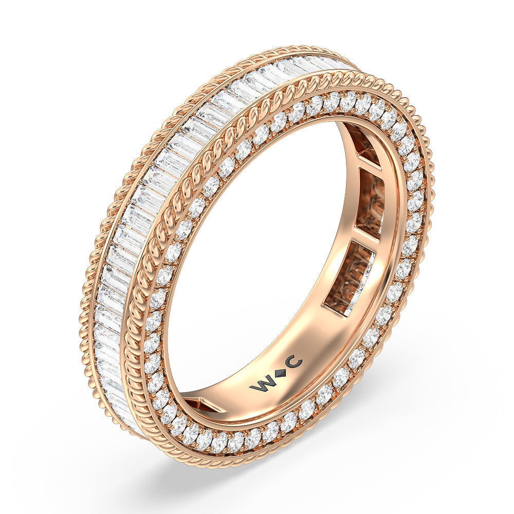 Rope Edge Baguette Stones Eternity Ring with 18KT Rose Gold / Natural / 1 3/4 Cut Diamond in 14KT Rose Gold / Natural / 1 3/4 view 2
