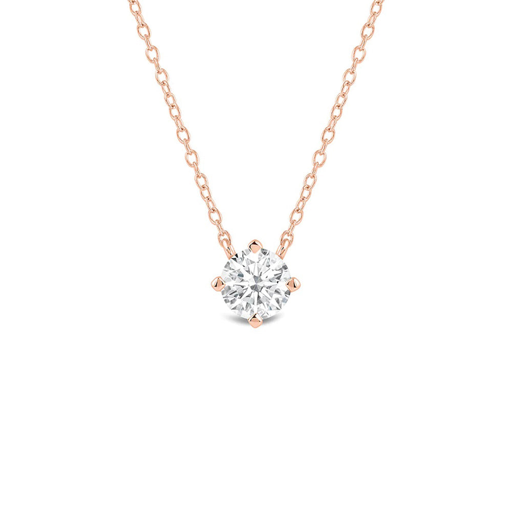 Kite Set Round Lab Created Diamond Solitaire Pendant with 14KT Rose Gold / Lab / 1 1/2 Cut Diamond in 14KT Rose Gold / Lab / 1 1/2 view 1
