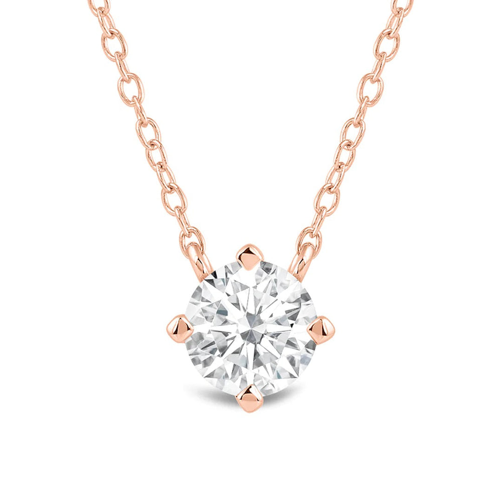 Kite Set Round Lab Created Diamond Solitaire Pendant with 14KT Rose Gold / Lab / 1 1/2 Cut Diamond in 14KT Rose Gold / Lab / 1 1/2 view 4
