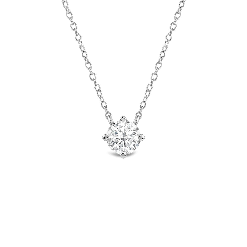 Kite Set Round Lab Created Diamond Solitaire Pendant with 14KT White Gold / Lab / 1 1/2 Cut Diamond in 14KT White Gold / Lab / 1 1/2 view 1
