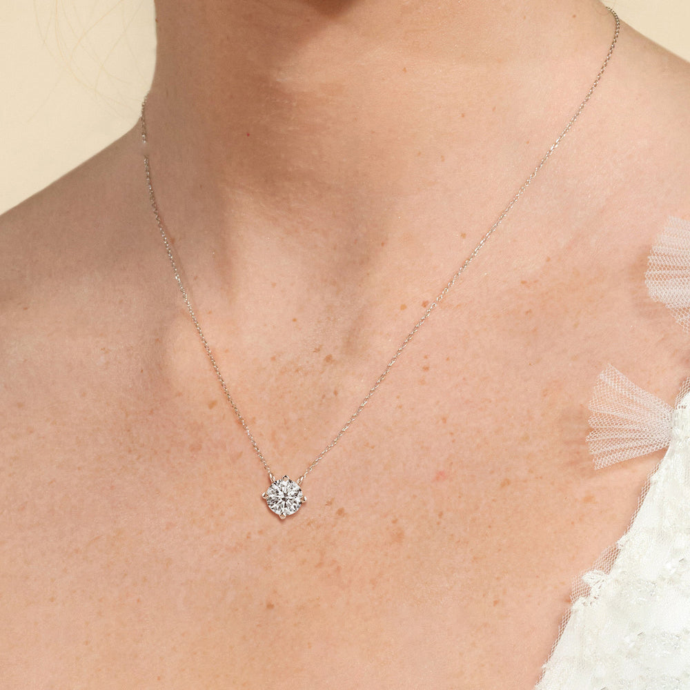 Kite Set Round Lab Created Diamond Solitaire Pendant with 14KT Rose Gold / Lab / 2 Cut Diamond in 14KT Rose Gold / Lab / 2 view 3
