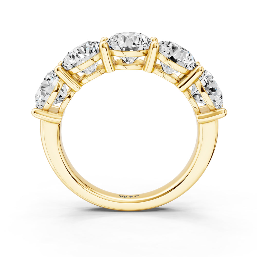 Five Stone Round Diamond Anniversary Ring (F/G SI+) with 18KT Yellow Gold / Natural / 4 Cut Diamond in 14KT Yellow Gold / Natural / 4 view 4
