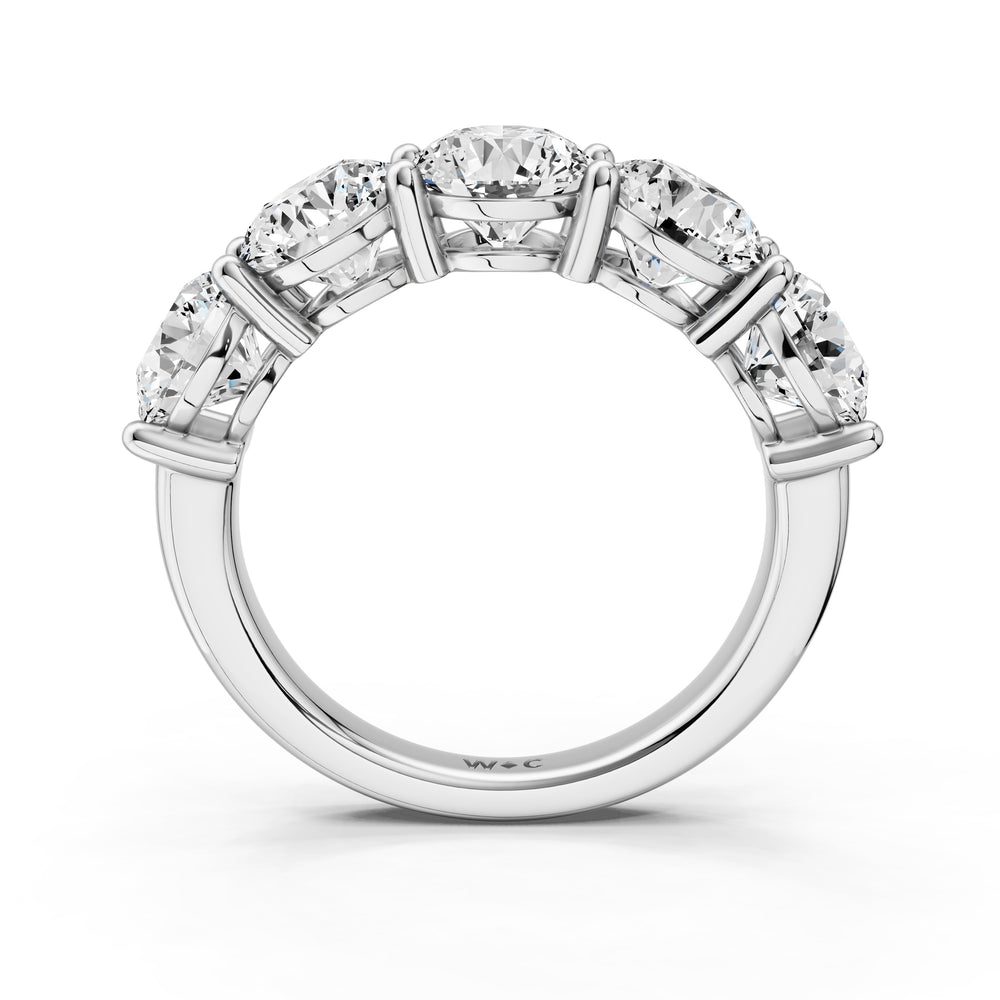 Five Stone Round Diamond Anniversary Ring (F/G SI+) with Platinum / Natural / 4 Cut Diamond in 14KT Platinum / Natural / 4 view 4

