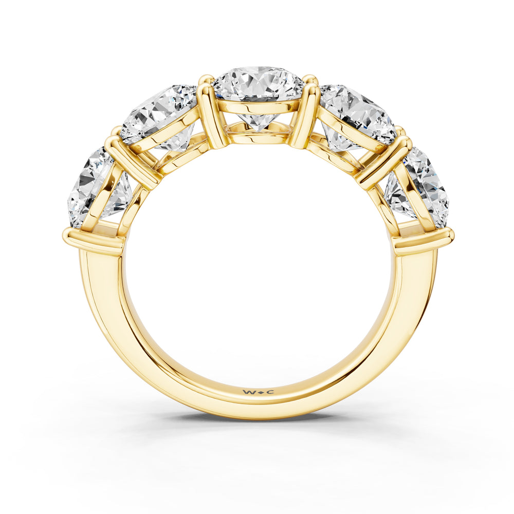 Five Stone Round Diamond Anniversary Ring (F/G SI+) with 18KT Yellow Gold / Natural / 5 Cut Diamond in 14KT Yellow Gold / Natural / 5 view 4
