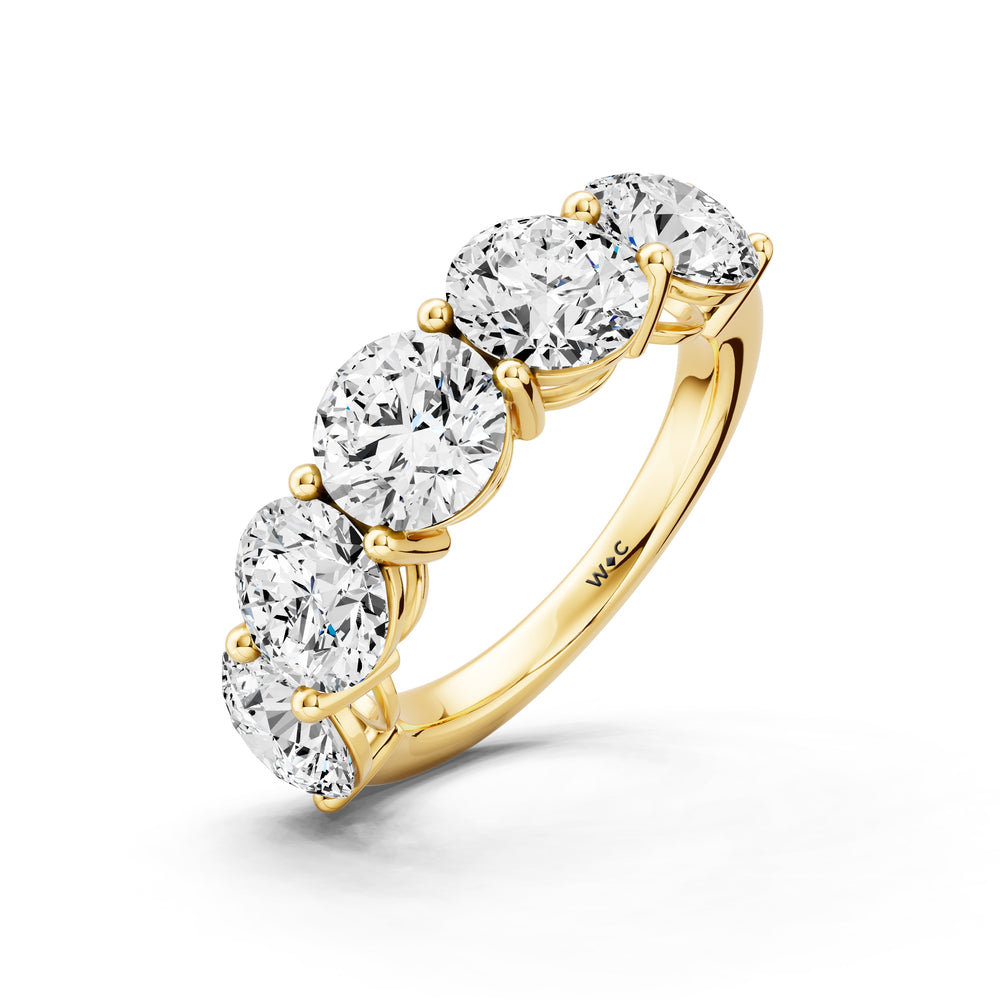 Five Stone Round Diamond Anniversary Ring (F/G SI+) with 18KT Yellow Gold / Natural / 5 Cut Diamond in 14KT Yellow Gold / Natural / 5 view 5
