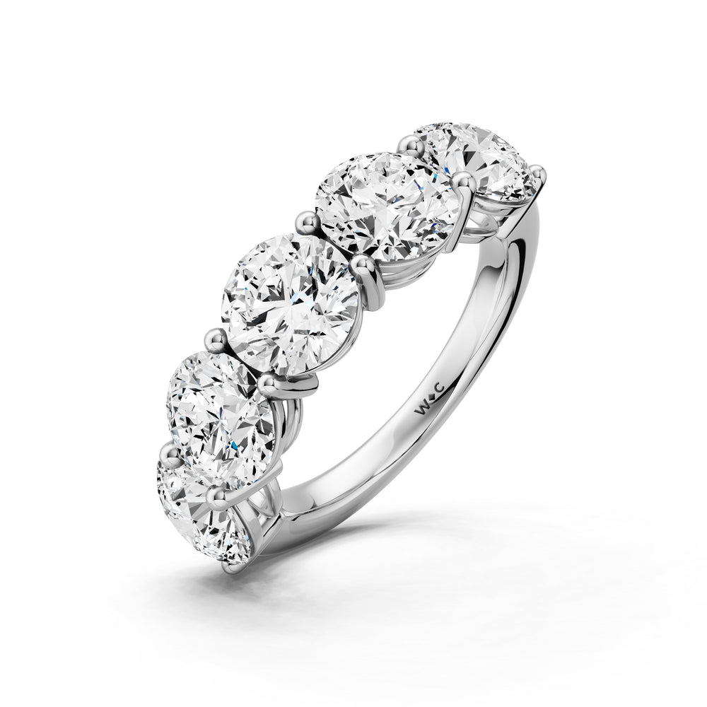 Five Stone Round Diamond Anniversary Ring (E+ VS+) with Platinum / Lab / 5 Cut Diamond in 14KT Platinum / Lab / 5 view 5
