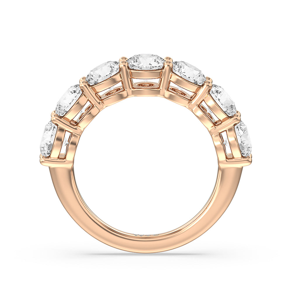 Seven Stone Round Diamond Anniversary Ring (G/H SI+) with 18KT Rose Gold / Natural / 3 Cut Diamond in 14KT Rose Gold / Natural / 3 view 2
