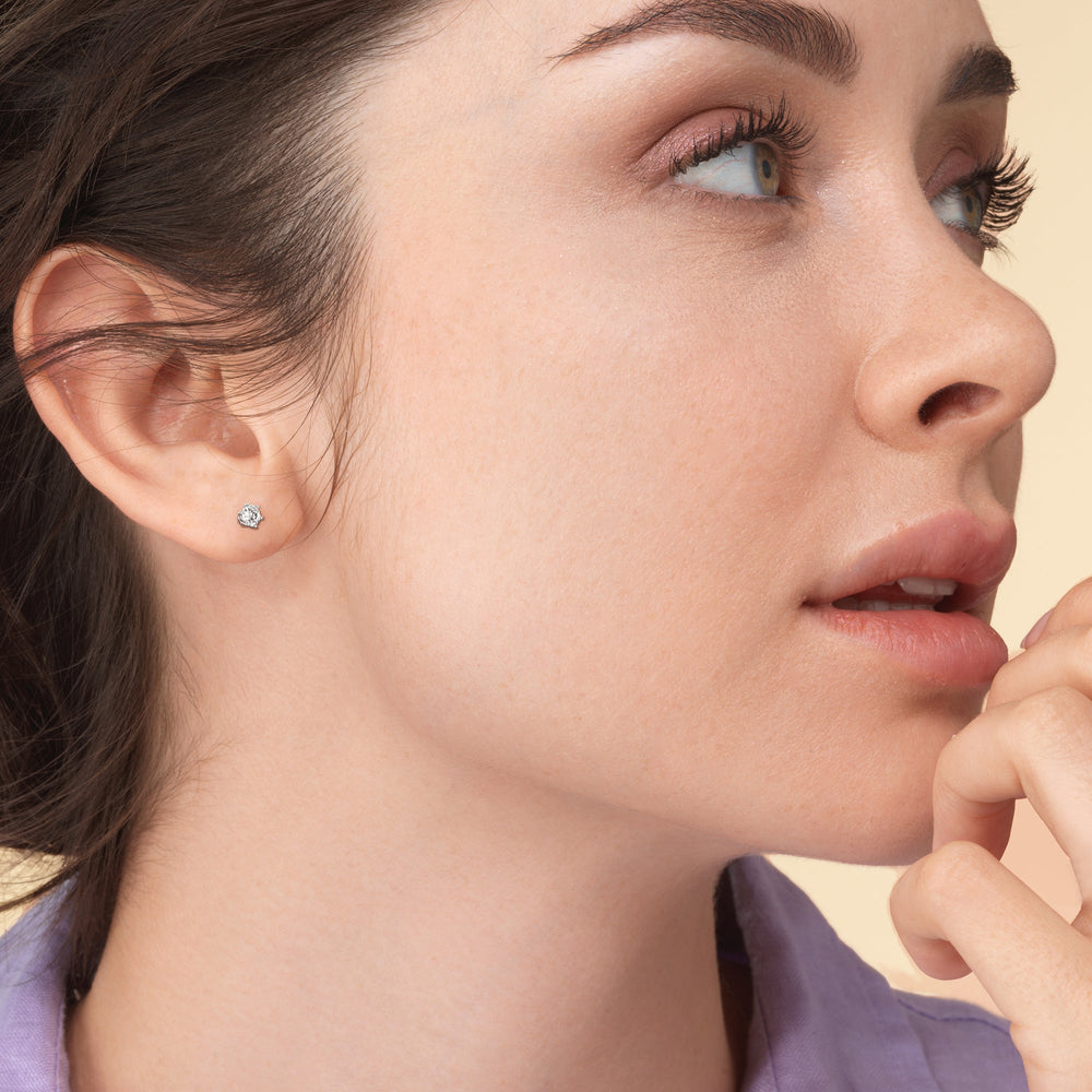 Round Diamond Six Prong Stud Earrings (F/G SI+) with 14KT White Gold / Lab / 1/2 Cut Diamond in 14KT White Gold / Lab / 1/2 view 3
