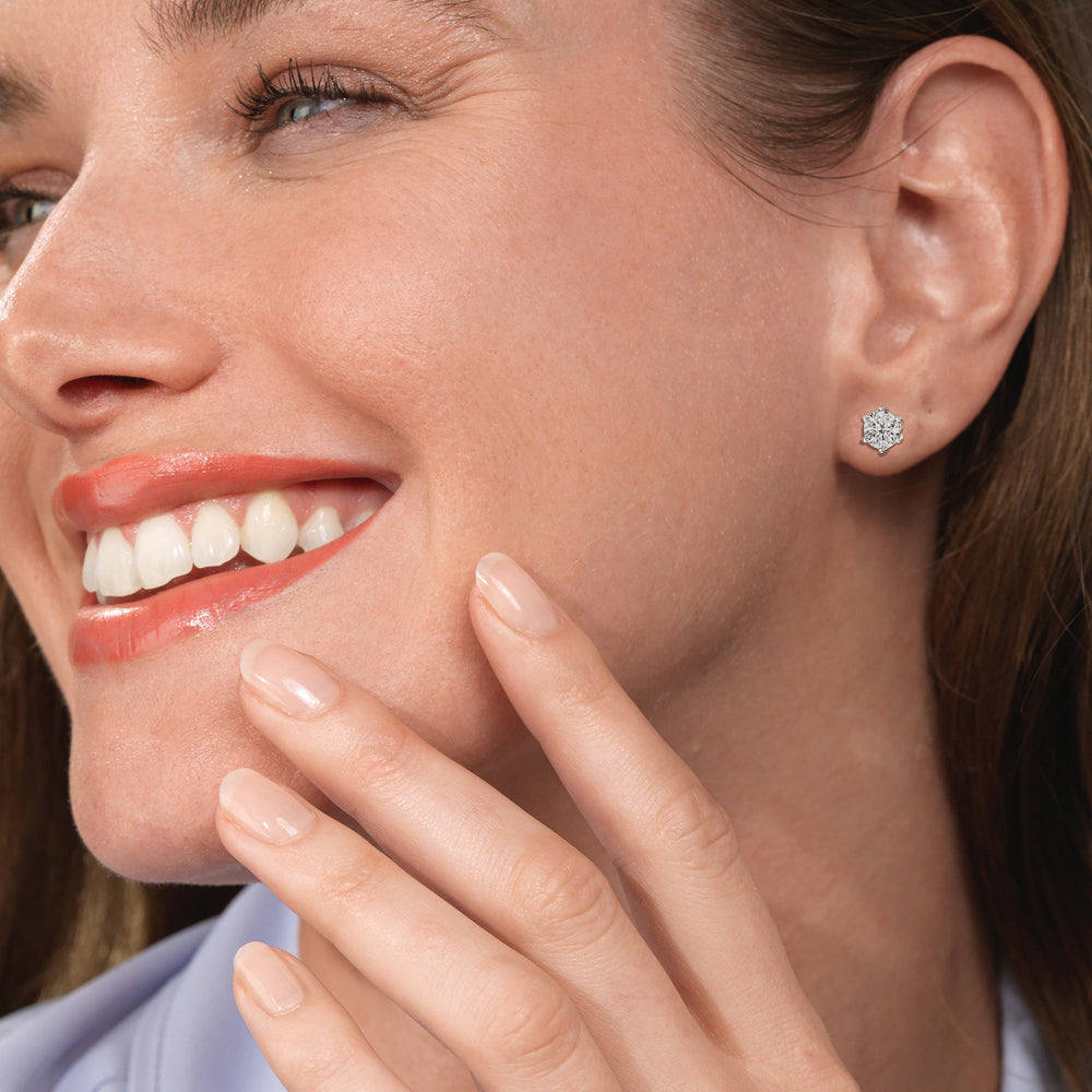 Round Diamond Six Prong Stud Earrings (F/G SI+) with 14KT Yellow Gold / Lab / 1 1/2 Cut Diamond in 14KT Yellow Gold / Lab / 1 1/2 view 2
