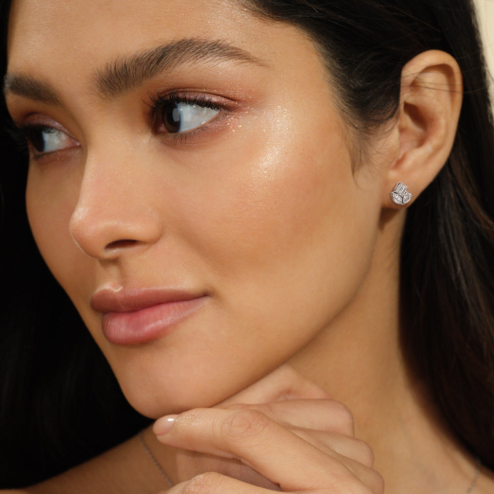 Trilogy Melody Stud Earrings with 14KT Rose Gold / Lab / 1 Cut Diamond in 14KT Rose Gold / Lab / 1 view 11
