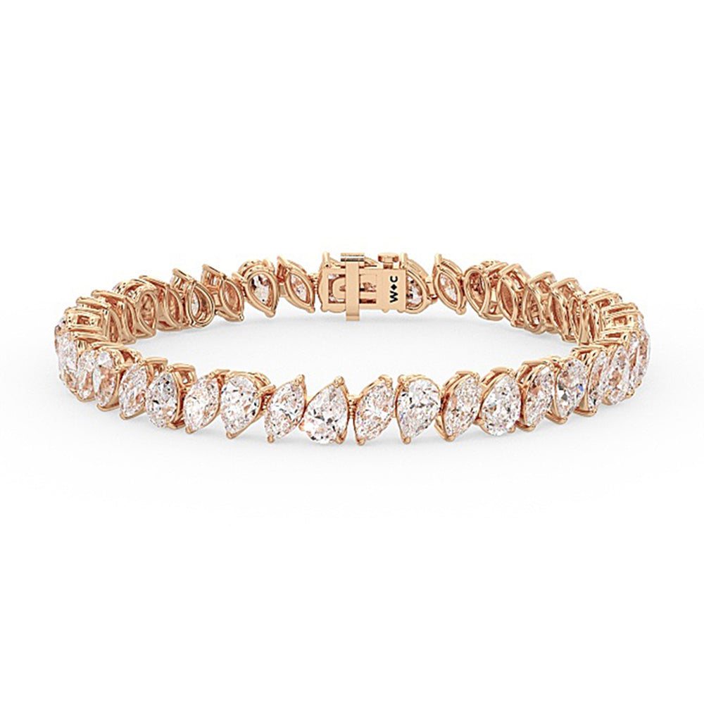 Pear and Marquise Alternating Tennis Bracelet with Lab Cut Diamond in 14KT Rose Gold view 1
