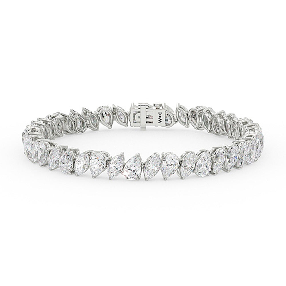 Pear and Marquise Alternating Tennis Bracelet with Lab Cut Diamond in 14KT White Gold view 1
