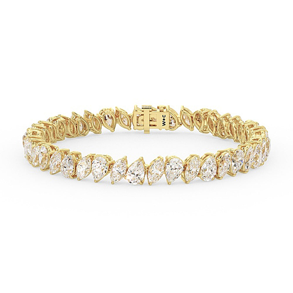 Pear and Marquise Alternating Tennis Bracelet with Lab Cut Diamond in 14KT Yellow Gold view 1
