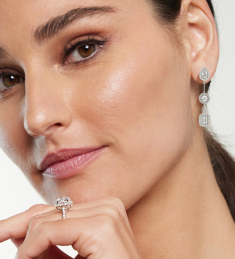 Model Wearing Stationed Dangler Earrings view