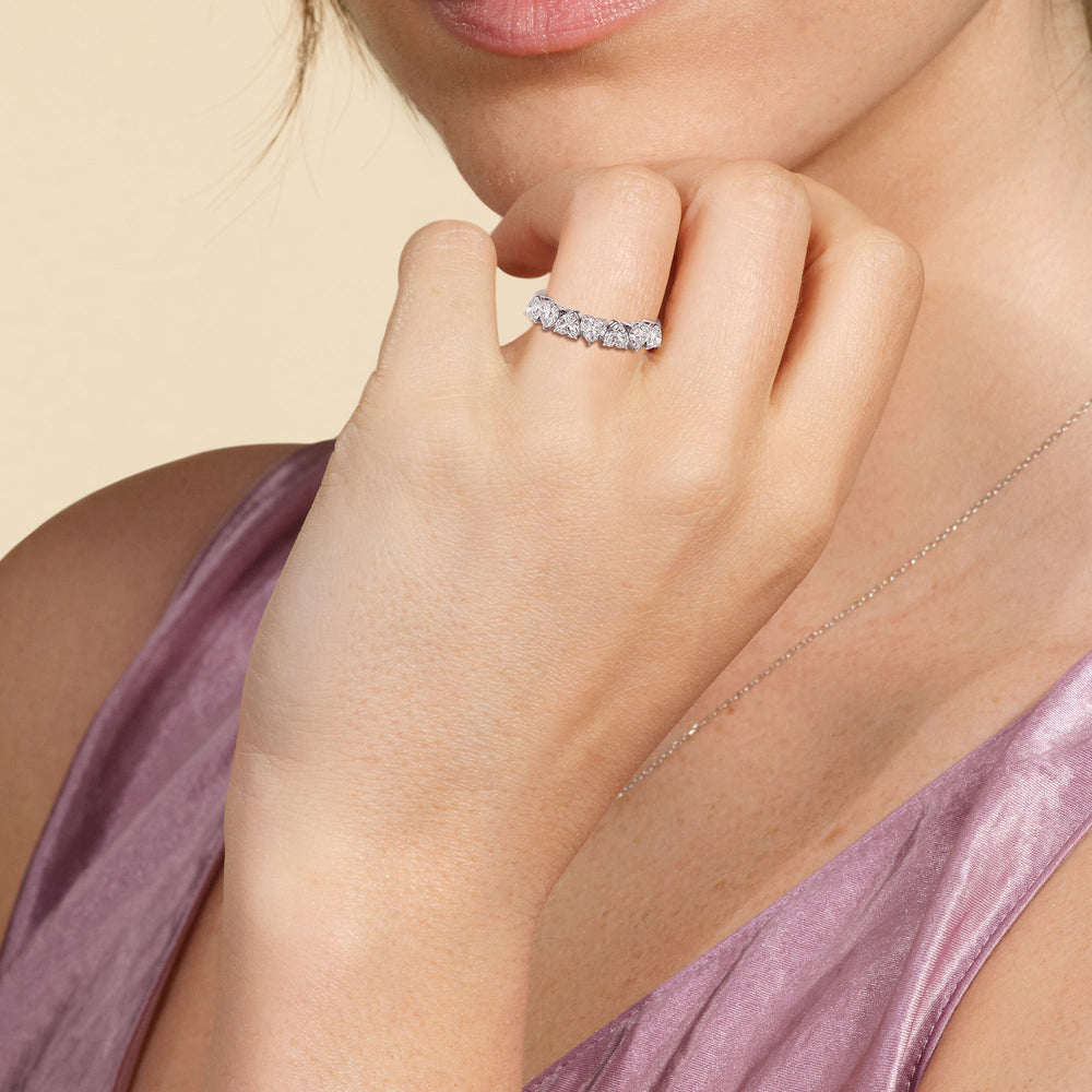 Seven Stone Heart Diamond Anniversary Ring (F/G SI+) with 18KT Yellow Gold / Natural / 2 Cut Diamond in 14KT Yellow Gold / Natural / 2 view 2
