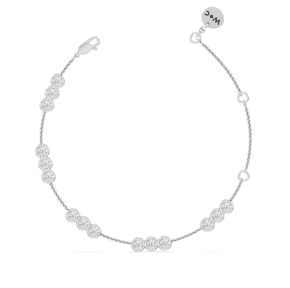 Three Bezel Station Bracelet with Lab Cut Diamond in 14KT White Gold view 5
