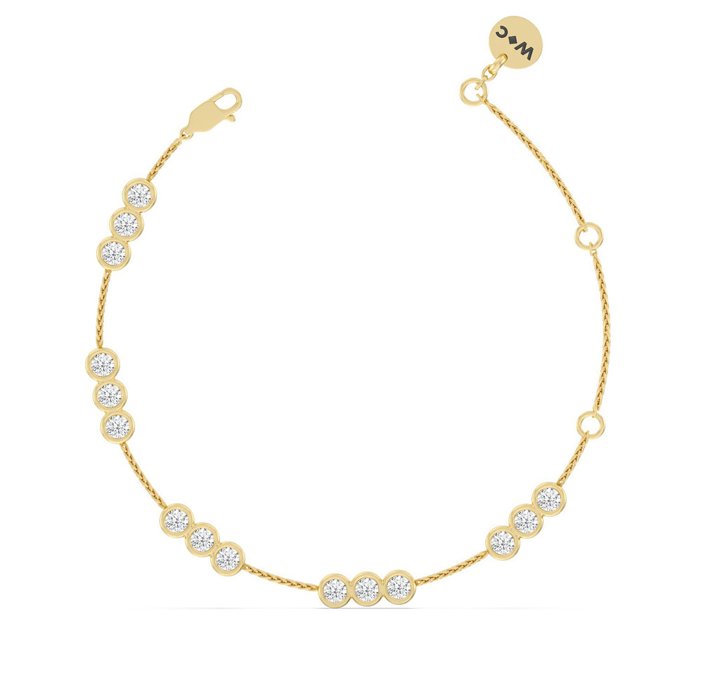 Three Bezel Station Bracelet with Lab Cut Diamond in 14KT Yellow Gold view 5
