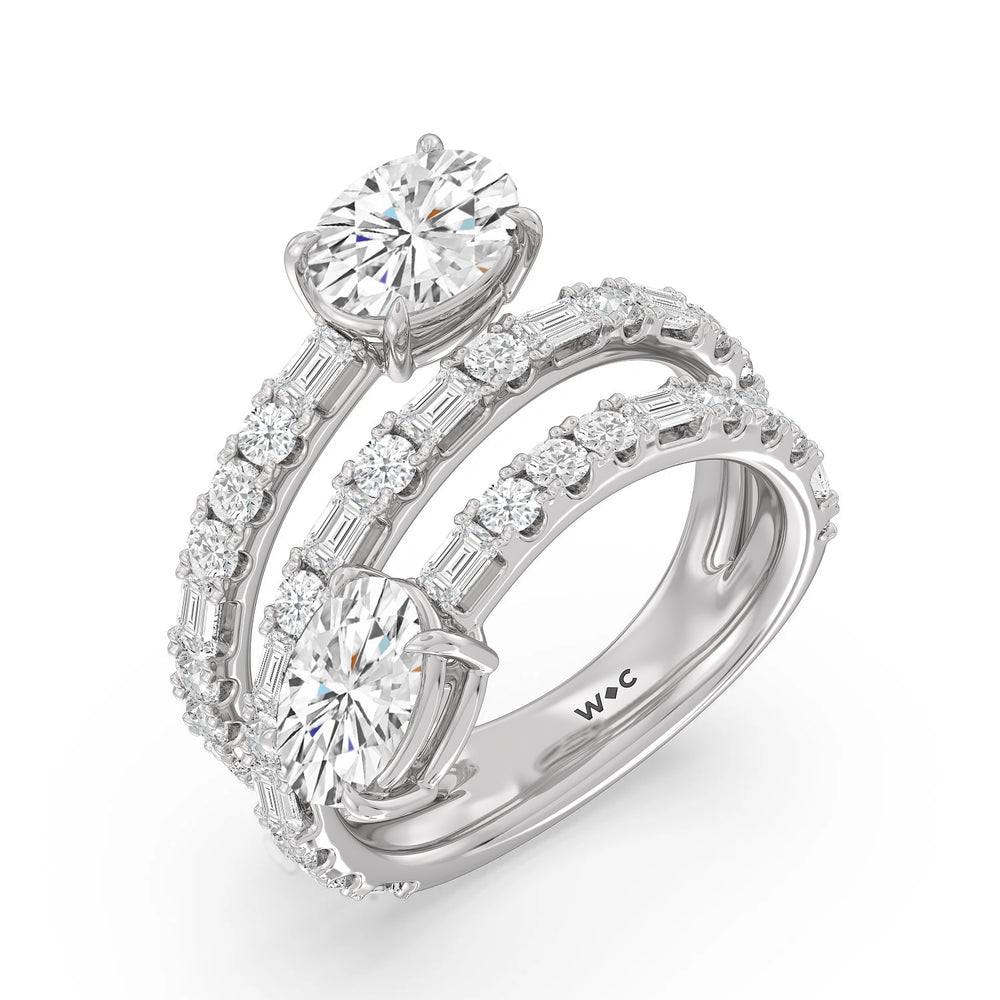 Oval Diamond End Spiral Fashion Ring with 14KT White Gold / Lab / 3 1/3 Cut Diamond in 14KT White Gold / Lab / 3 1/3 view 3
