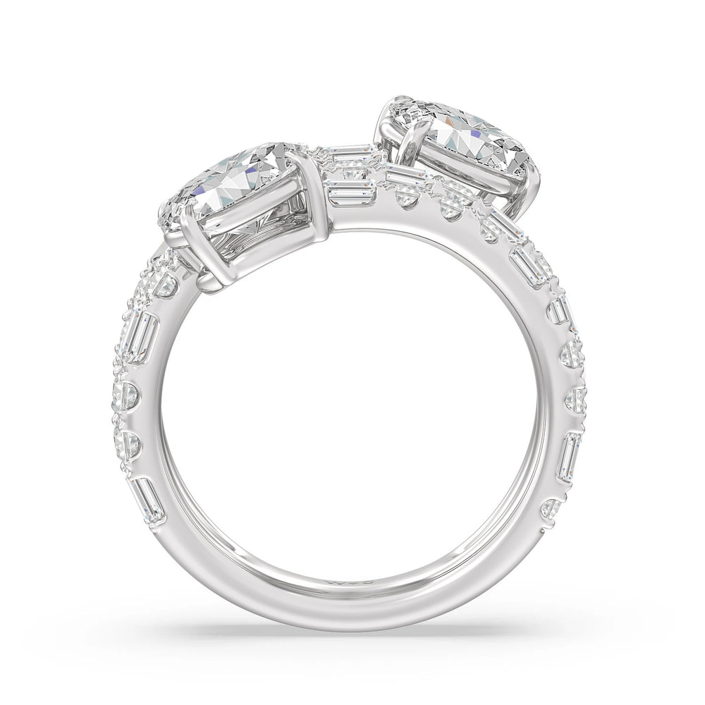 Oval Diamond End Spiral Fashion Ring with 14KT White Gold / Lab / 3 1/3 Cut Diamond in 14KT White Gold / Lab / 3 1/3 view 2
