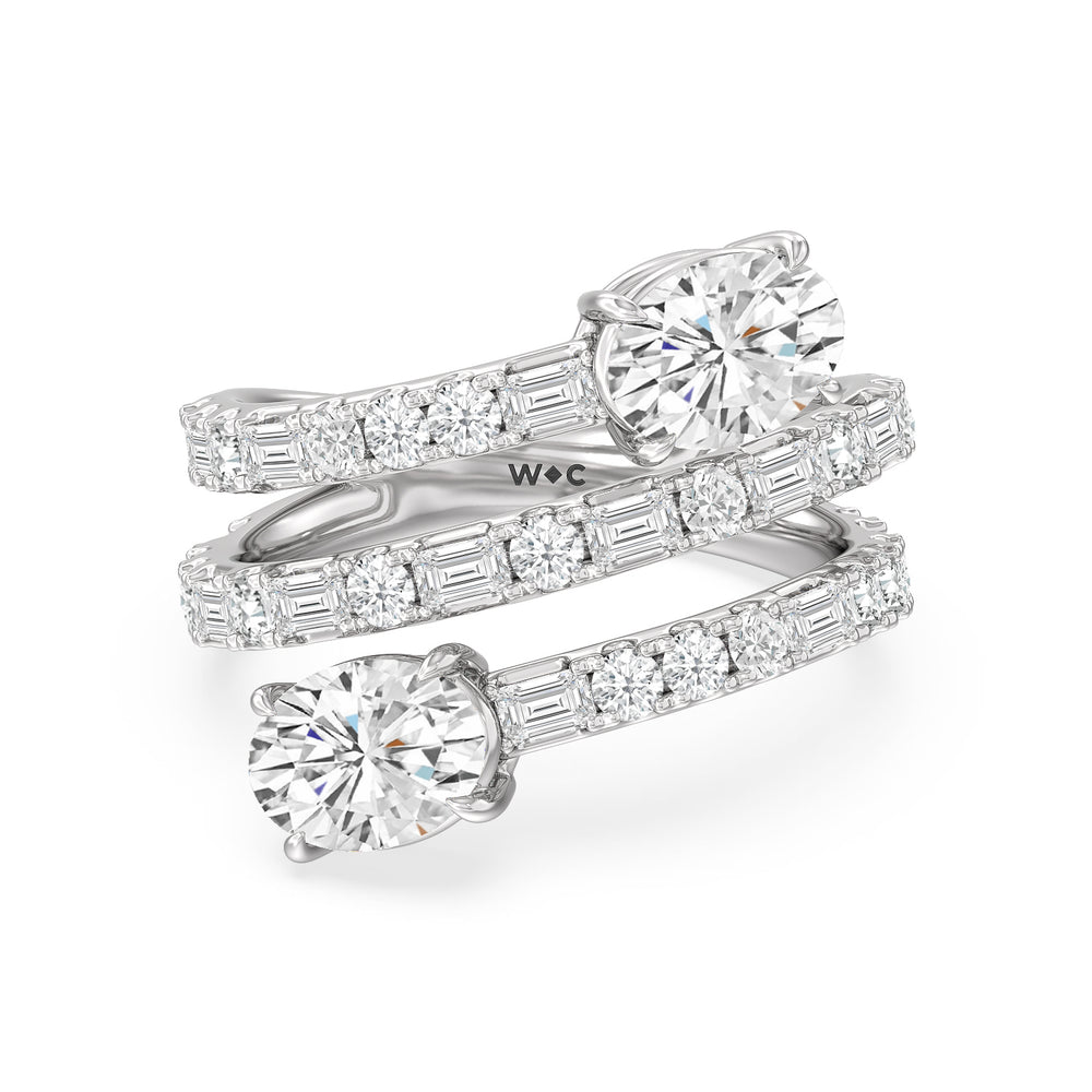 Oval Diamond End Spiral Fashion Ring with 14KT White Gold / Lab / 3 1/3 Cut Diamond in 14KT White Gold / Lab / 3 1/3 view 1
