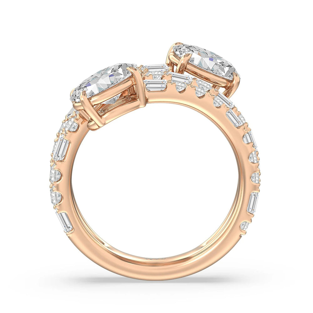 Oval Diamond End Spiral Fashion Ring with 14KT Rose Gold / Lab / 3 1/3 Cut Diamond in 14KT Rose Gold / Lab / 3 1/3 view 2
