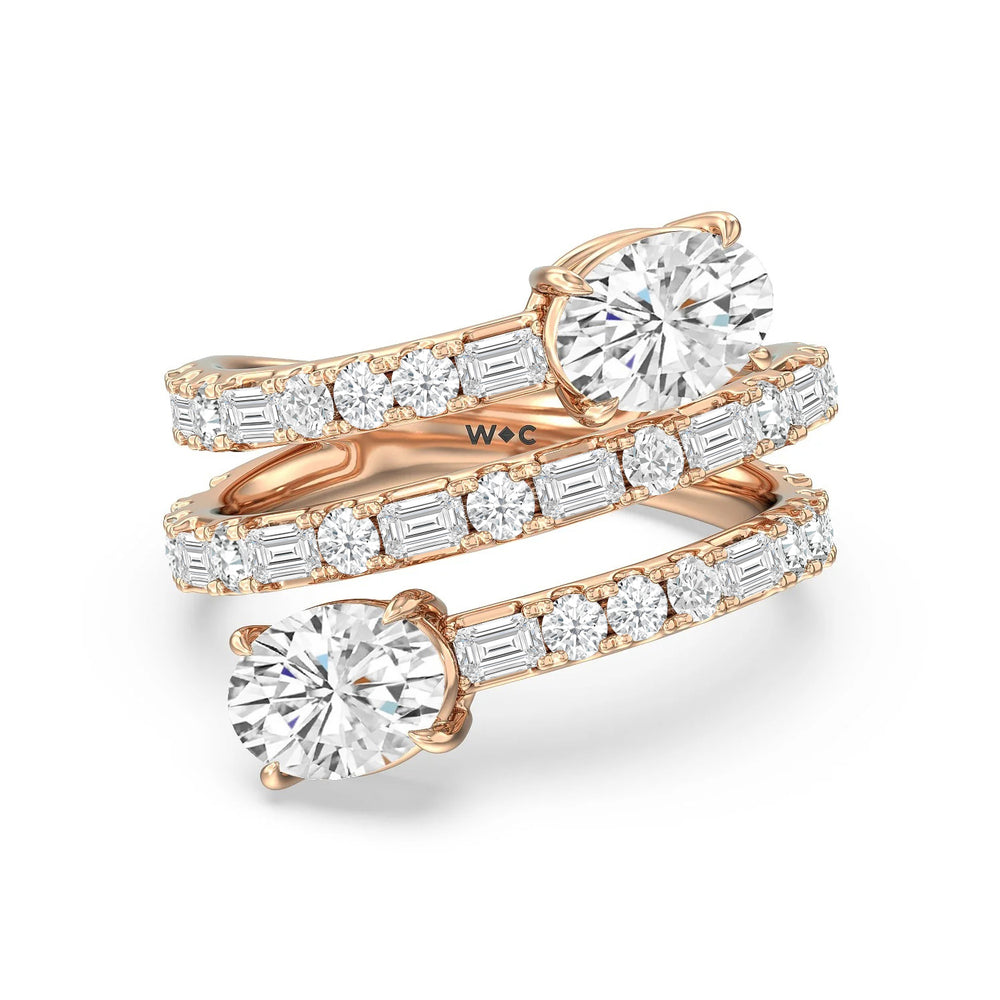 Oval Diamond End Spiral Fashion Ring with 14KT Rose Gold / Lab / 3 1/3 Cut Diamond in 14KT Rose Gold / Lab / 3 1/3 view 1
