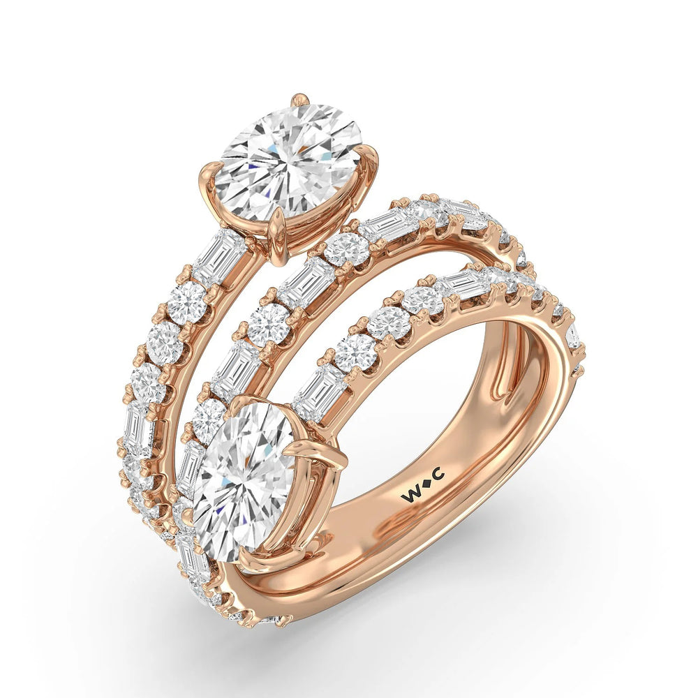 Oval Diamond End Spiral Fashion Ring with 14KT Rose Gold / Lab / 3 1/3 Cut Diamond in 14KT Rose Gold / Lab / 3 1/3 view 3
