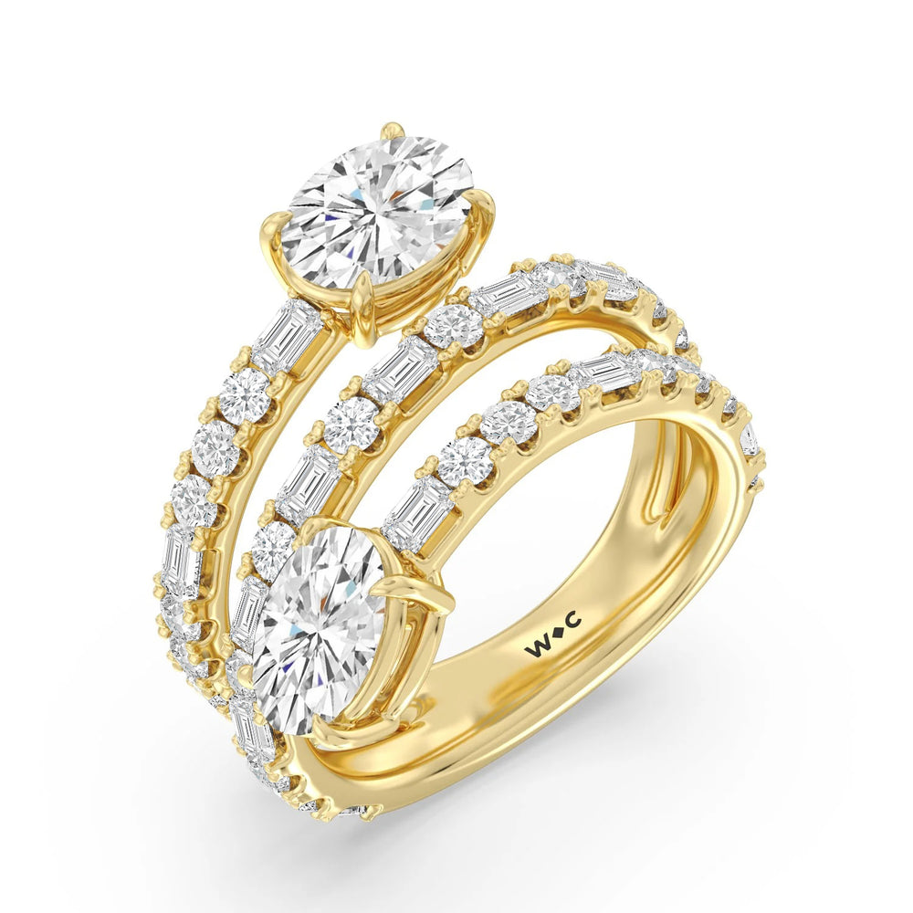 Oval Diamond End Spiral Fashion Ring with 14KT Yellow Gold / Lab / 3 1/3 Cut Diamond in 14KT Yellow Gold / Lab / 3 1/3 view 3
