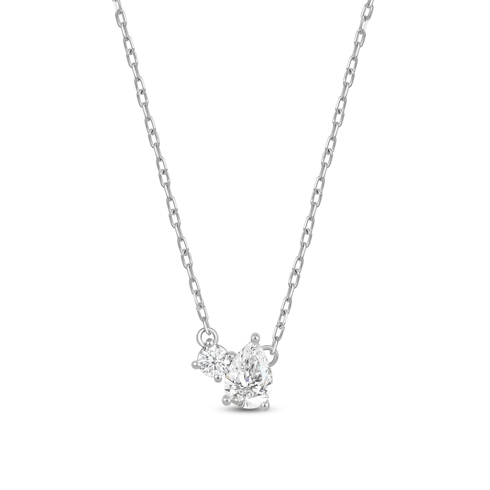 Duet Pear Necklace with 14KT White Gold / Lab / 1/2 Cut Diamond in 14KT White Gold / Lab / 1/2 view 5
