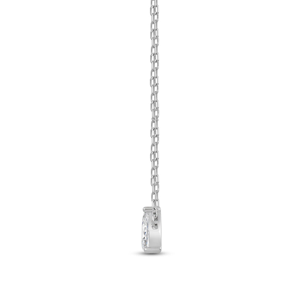 Duet Pear Necklace with Sterling Silver / Lab / 1/2 Cut Diamond in 14KT Sterling Silver / Lab / 1/2 view 4
