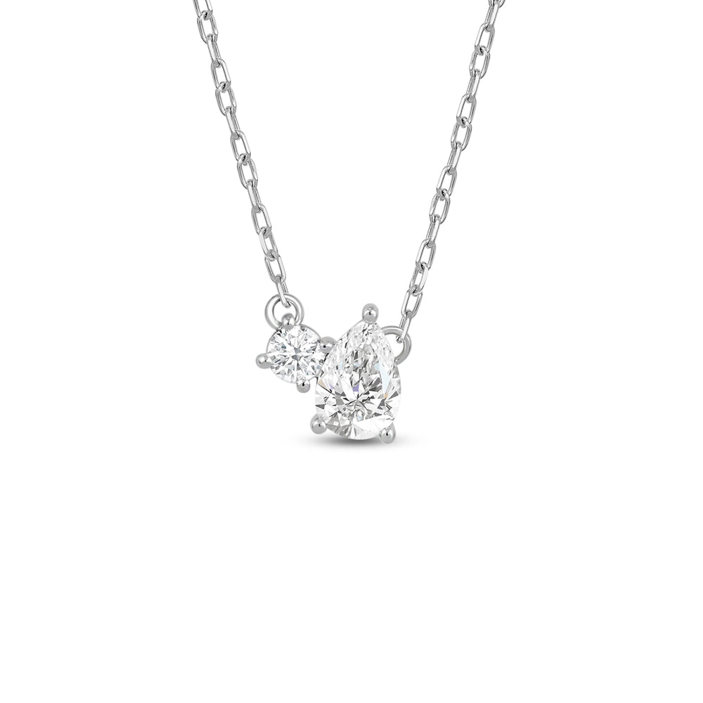 The Pear Toi et Moi Set with Sterling Silver / Lab / 1 Cut Diamond in 14KT Sterling Silver / Lab / 1 view 3
