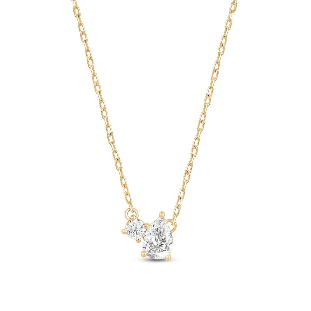 Duet Pear Necklace with 14KT Yellow Gold / Lab / 1/2 Cut Diamond in 14KT Yellow Gold / Lab / 1/2 view 5
