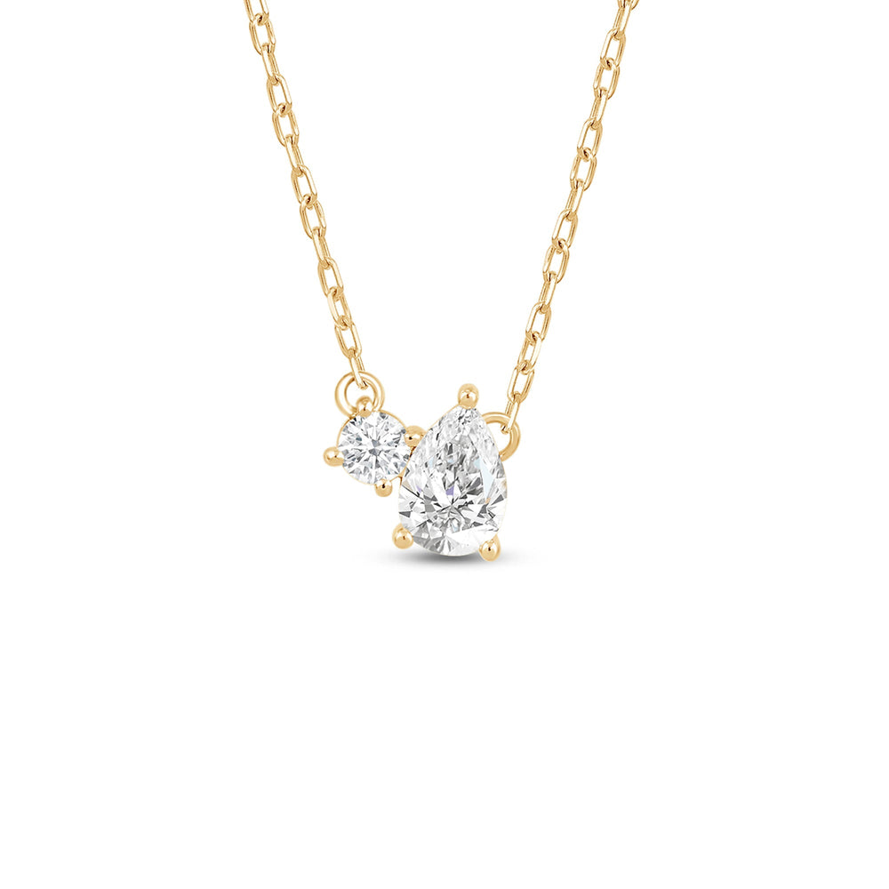 Duet Pear Necklace with 14KT Yellow Gold / Lab / 1/2 Cut Diamond in 14KT Yellow Gold / Lab / 1/2 view 1
