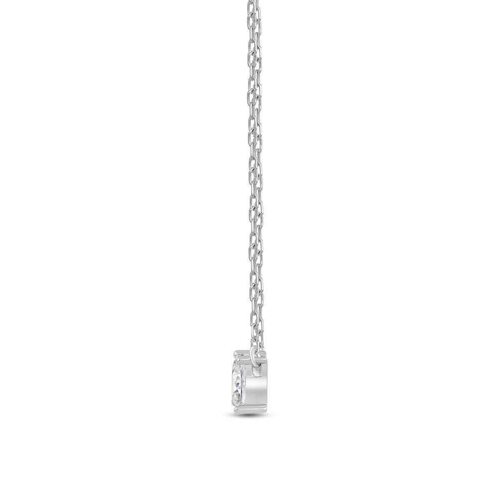 Duet Princess Necklace with Sterling Silver / Lab / 1/2 Cut Diamond in 14KT Sterling Silver / Lab / 1/2 view 4
