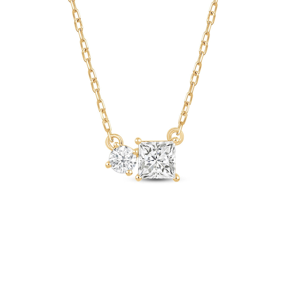 Duet Princess Necklace with 14KT Yellow Gold / Lab / 1/2 Cut Diamond in 14KT Yellow Gold / Lab / 1/2 view 1
