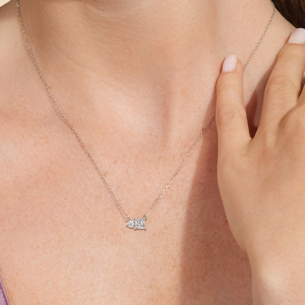 Duet Princess Necklace with 14KT Yellow Gold / Lab / 1/2 Cut Diamond in 14KT Yellow Gold / Lab / 1/2 view 2

